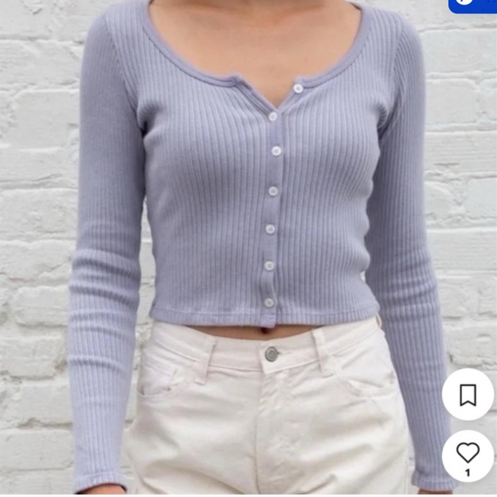 Lilac Ribbed Button-Up Cardigan Brandy Melville